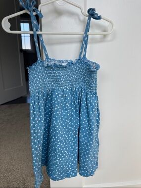 Zara Blue Heart-Print Smocked Sundress